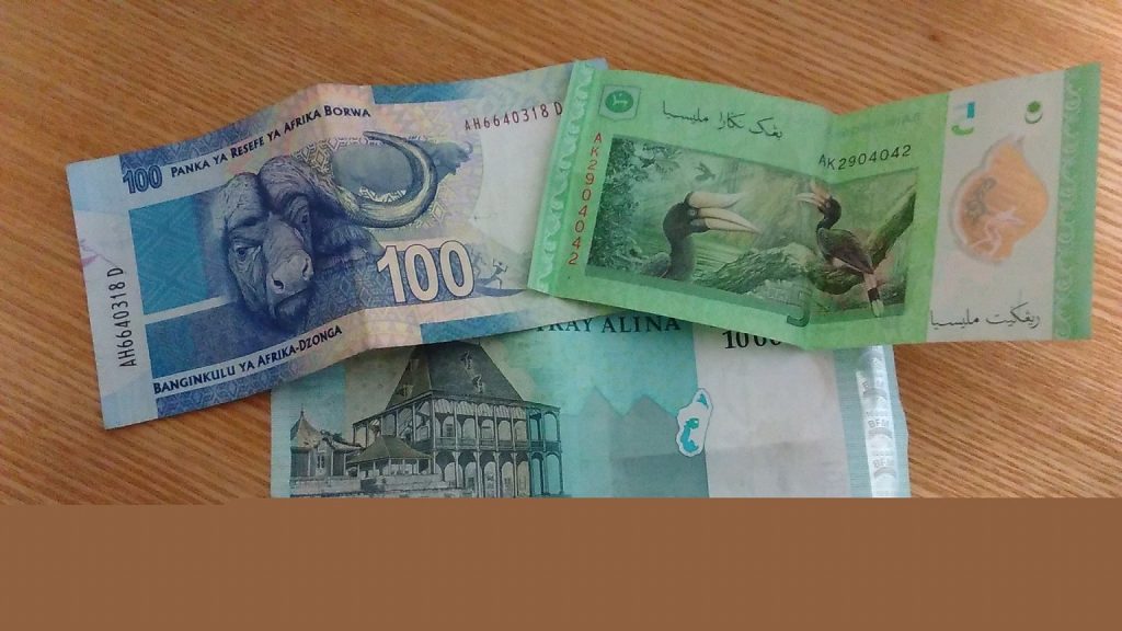 南アフリカ、マダガスカル、マレーシアのお金